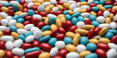 Fototapeta premium colorful pills background pharmaceutical conceptual art print