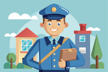 Friendly postal worker delivering mail in a suburban neighborhood on a sunny day