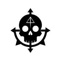 Dark skull with gothic cross and sacred geometry art for occult inspired illustration