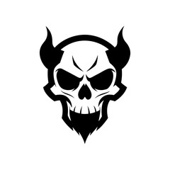 Evil demon skull with flaming eyes in gothic style perfect for horror art themes