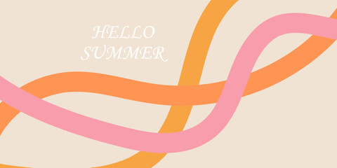 Creative concept of summer bright cover, card or poster in minimal style for corporate identity, branding, social media ads, promo. Modern design template in trendy geometric style