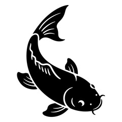 Black and White Koi Fish Illustration, Vector Design