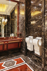 Luxurious public toilet interior design in Macau featuring modern fixtures and elegant decor