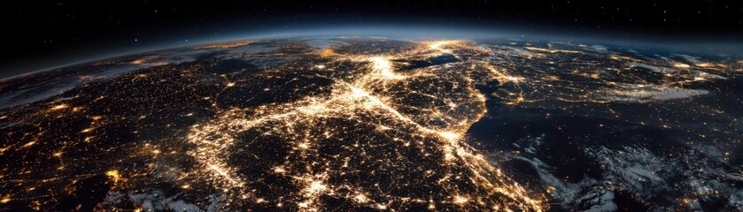 Satellite night view of global power grid