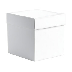 Minimalist white box packaging studio setting product photography clean environment top view