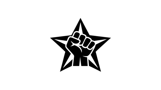 Fist and Star Outline and Solid Vector Icons - Revolution Power Symbol