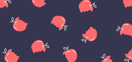 Abstract hand drawn apple bite pattern. seamless patterns for fabric, textiles, clothing, poster, cover, banner, wall art, home decor, background. Vector illustration
