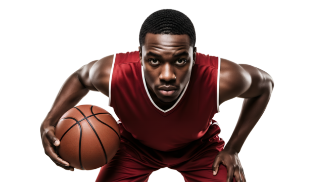 African American Athlete Holding Ball Ready for Action