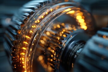 Artistic closeup of glowing clean tech elements
