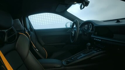 A sleek and modern car interior that beautifully showcases luxury features along with sporty aesthetics