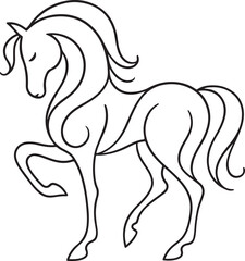 Majestic horse line art elegant drawing, Horse sketch in minimal black and white style