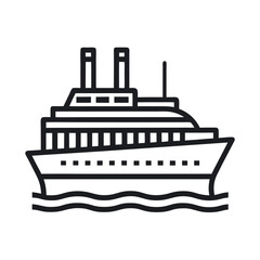 Obraz premium Titanic ship line art icon. Minimalist vector ocean liner design.