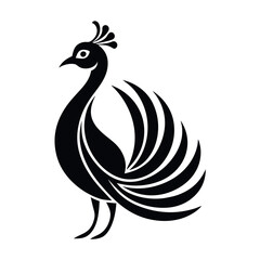 Peacock line art icon. elegant bird outline vector illustration.