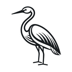 Great egret bird line art icon. Minimal vector wildlife illustration.