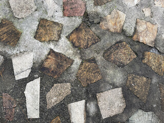 Natural flagstone or flattened flag stones, a series of cobble stone but flattened and paved...