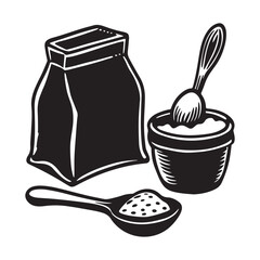 Bag of flour lump sugar broken chicken egg scoop vector