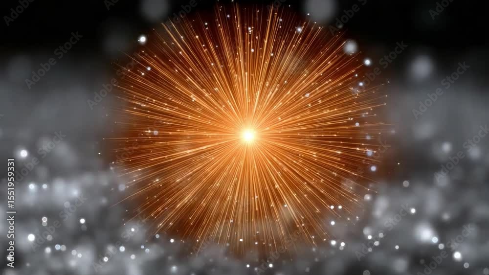 Aufkleber Burst of Energy in Space: A dazzling spectacle of light, depicting a fiery explosion in the vast darkness of space, accompanied by a celestial display of shimmering particles. 