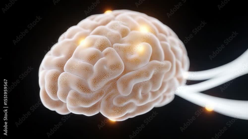 Poster brain's energy: a detailed depiction of the human brain, highlighting neural activity and energy flo