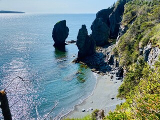 The beautiful rugged coast of the Bonavista Peninsula, on a beautiful summer day along the Skerwink trail, in Newfoundland, Canada