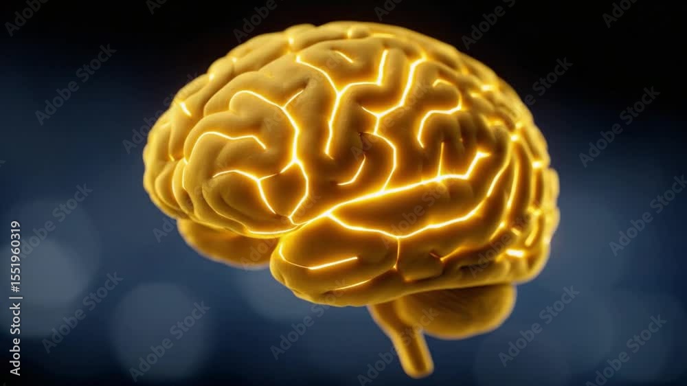 Aufkleber brain power: an evocative portrayal of the human brain, its intricate structures illuminated in a ra
