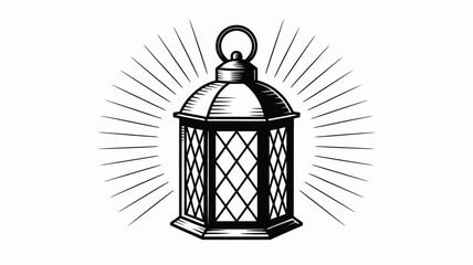 Vintage Black and White Lantern Illustration