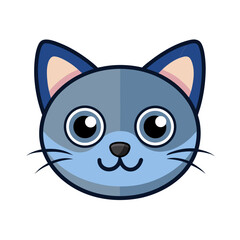 Obraz premium Adorable blue and gray cartoon cat face with big eyes