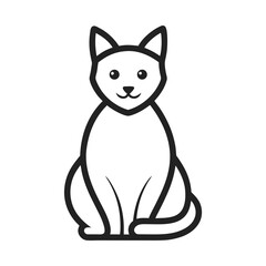 Simple black and white line art icon of a sitting cat