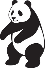Panda silhouette cute black and white design, Cartoon panda with bamboo minimal graphic