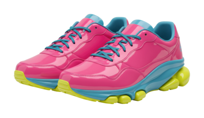 Vibrant athletic sneakers showcase urban setting product photography dynamic environment close-up view fashion concept