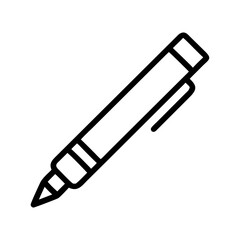 Black Pen Icon in Silhouettes Style Representing Writing, Drawing, or Signature Tool on White Background