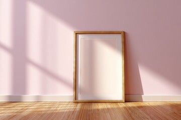 Minimalist Frame Mockup on a Wooden Floor with Sunlight