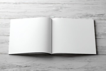 Blank Open Magazine Mockup on a White Wood Table