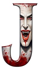
Vampire letter  J on white background