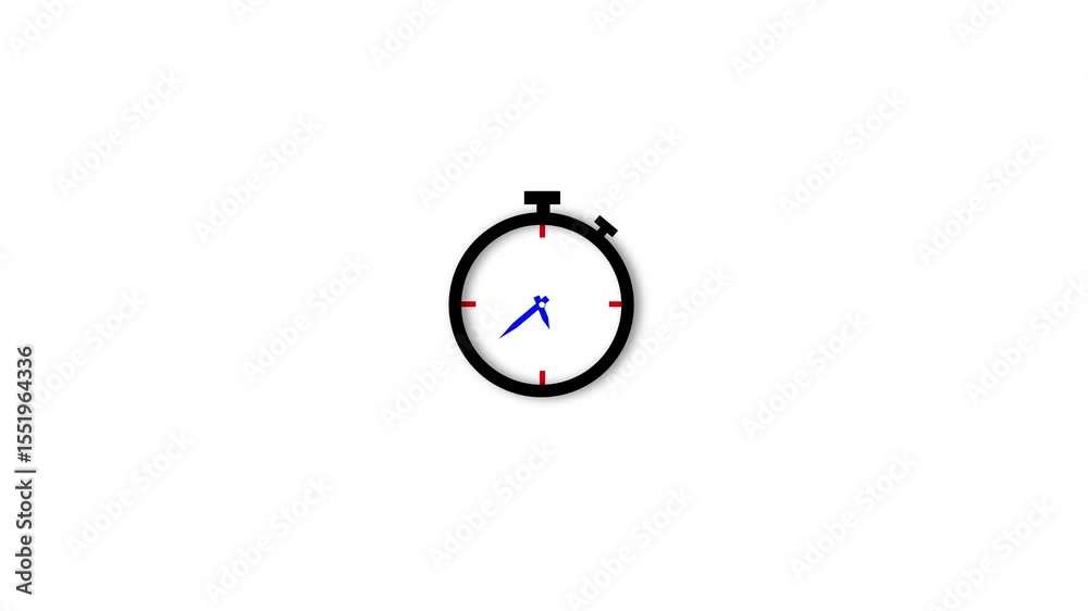 Poster minimalist animated stopwatch timer for time and speed concepts on white background. clock icon show