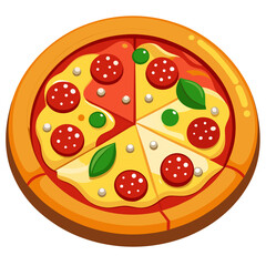Cartoon Pizza with Pepperoni and Cheese