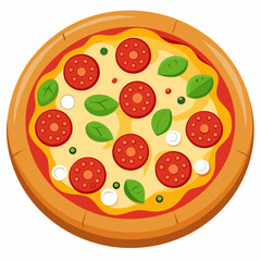 Delicious Pizza with Pepperoni and Basil