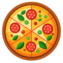 Colorful Pizza with Pepperoni and Vegetables