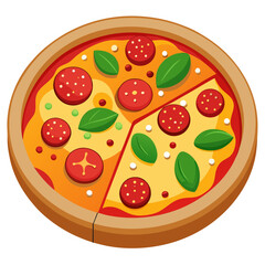 Delicious Pizza with Pepperoni and Basil