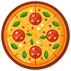 Colorful Flat Design Pizza Illustration