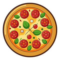 Delicious Cartoon Pizza with Toppings