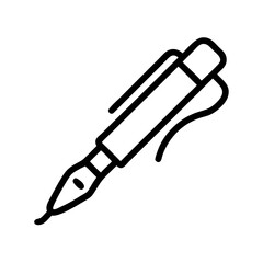 Minimal Line Art Pen Icon for Writing, Editing, and Office Work – Stationery Symbol in Simple Black Outline on White Background