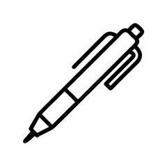 Minimal Line Art Pen Icon for Writing, Editing, and Office Work – Stationery Symbol in Simple Black Outline on White Background