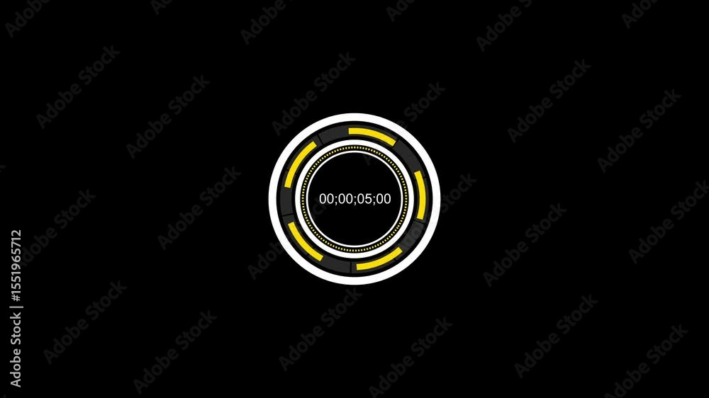 Poster futuristic circular animation showing digital countdown timer in black background