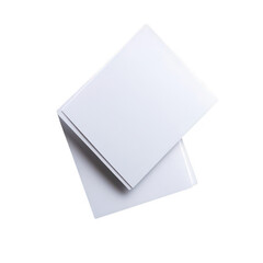 Two blank white papers overlapping isolated on transparent background