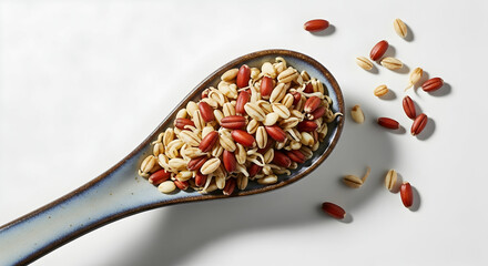 Germinated Grains Variety Presenting A Nutritional Diet Option On Bright Backdrop