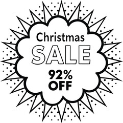 Christmas sale offers ninetytwo percent off inside a stylized geometric cloud with transparent backdrop