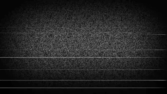 Retro static glitch flickers on an old TV with nostalgic film grain and noise. Vintage screen textures create a classic overlay effect with shimmering analog interference.