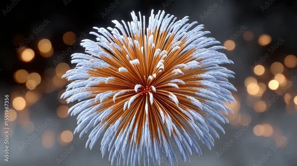 Poster Fireworks Display: A stunning burst of fireworks explodes in the night sky, its vibrant colors and intricate patterns illuminating the darkness and captivating viewers with its mesmerizing beauty.