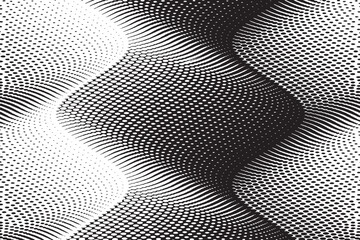 Dynamic Black and White Halftone Wave Pattern
