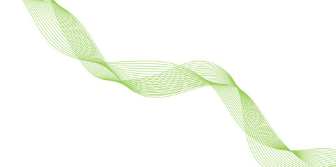 Abstract wavy green stream element for design on transparent background isolated. green lines vector illustration. Curved wave. Abstract wave element for design